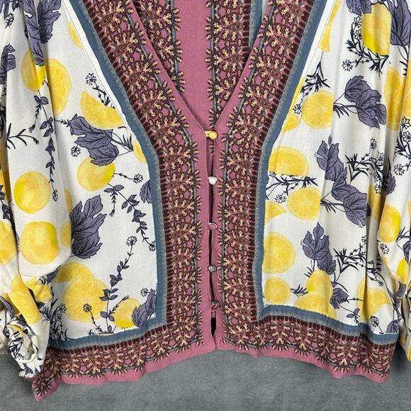 Free People Top Womens Large White Freshly Squeezed Lemon Boho Festival Oversize - Picture 4 of 13